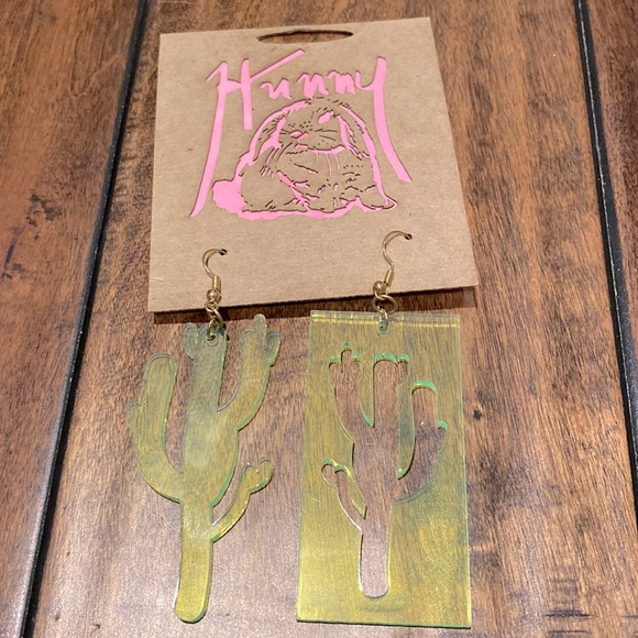 Neon positive and negative cactus earrings - Picture 2 of 3